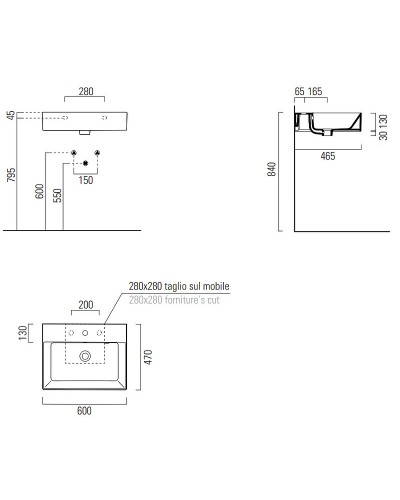 Раковина GSI Kube X 60 9431111 Белая