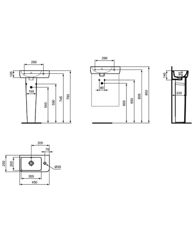 Раковина Ideal Standard I.Life S 45 R T458601 Евробелая