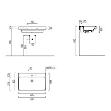 Раковина GSI Nubes 80 9622111 Белая