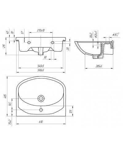 Раковина Cersanit Erica 61 S-UM-ERI61/1-w подвесная Белая