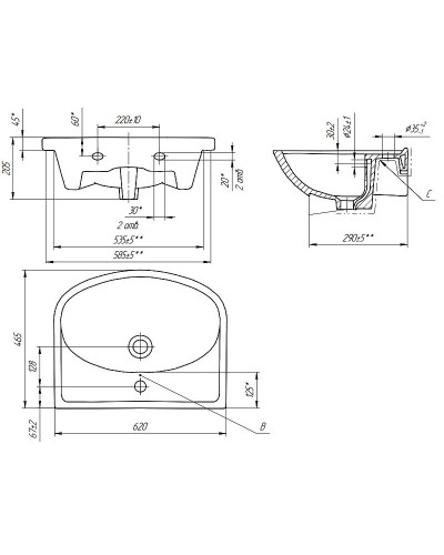 Раковина Cersanit Erica 60 S-UM-ERI60/1-w подвесная Белая