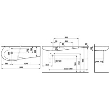 Умывальник со столешницей 160 см Laufen Alessi One 8.1497.1.400.104.1