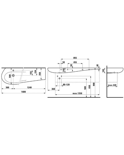 Умывальник со столешницей 160 см Laufen Alessi One 8.1497.1.400.104.1