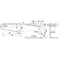 Умывальник со столешницей слева 120 см Laufen Alessi One 8.1497.4.400.104.1