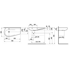 Умывальник со столешницей справа 90 см Laufen Alessi One 8.1497.5.400.104.1