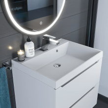 Раковина кварцевая для ванной Uperwood Classic Quartz (60 см, белая матовая, жасмин)