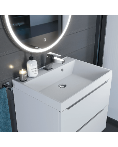 Раковина кварцевая для ванной Uperwood Classic Quartz (60 см, белая матовая, жасмин)