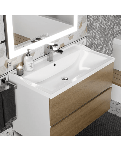 Раковина для ванной полувстраиваемая Uperwood Family (80 см, прямоугольная, белая)