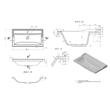 Раковина для ванной полувстраиваемая Uperwood Family (100 см, прямоугольная, белая)