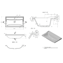 Раковина для ванной полувстраиваемая Uperwood Family (80 см, прямоугольная, белая)