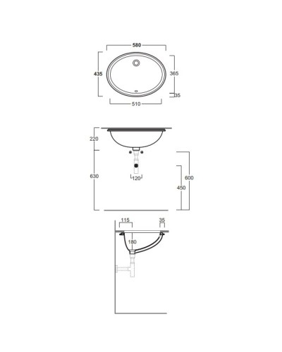 Раковина 58х43,5 см Simas Lavabi d'arredo Nevada S53 bi
