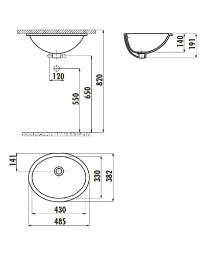 Раковина 48,5х38,2 см Creavit TP21100100