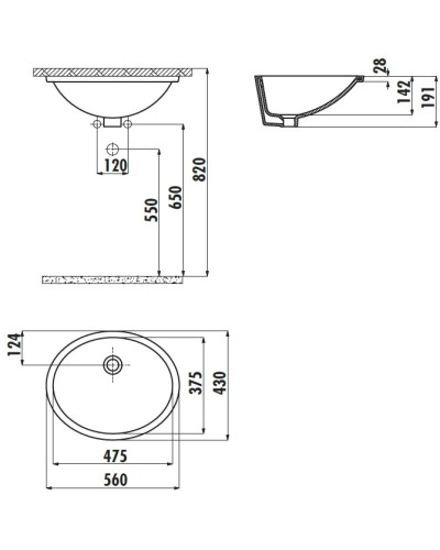Раковина 56х43 см Creavit TP214-00CB00E-0000