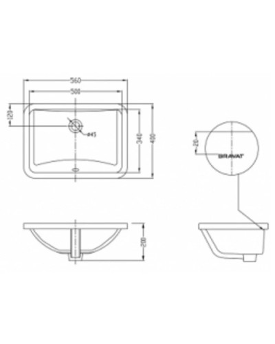 Раковина 56х40 см Bravat C22131W-A-ENG