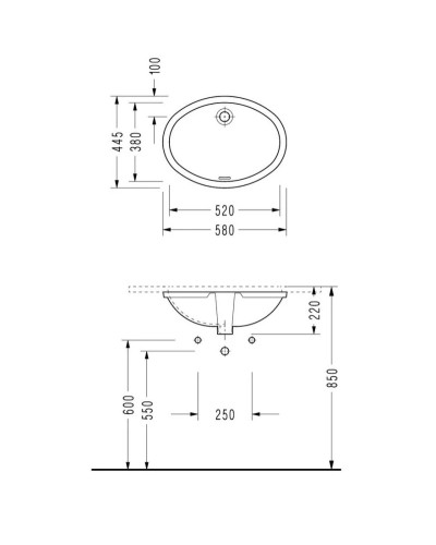Раковина 58х44,5 см Serel 0501