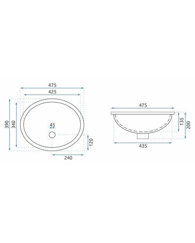Раковина 47,5х39 см Rea Nel REA-U1023