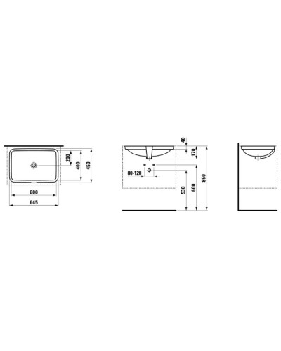 Раковина встраиваемая снизу 64,5 см Laufen Pro S 8.1196.5.000.109.1