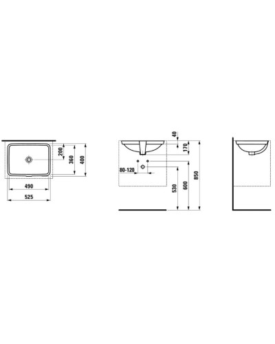 Раковина встраиваемая снизу 52,5 см Laufen Pro S 8.1196.1.000.109.1