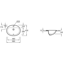 Раковина встраиваемая 56 см Jacob Delafon Brive E1291-00