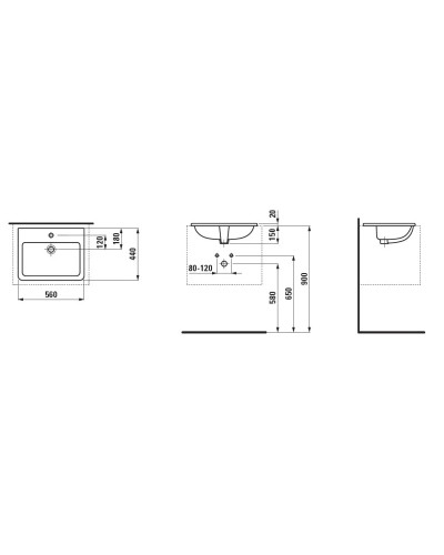 Раковина встраиваемая сверху 56 см Laufen Pro S 8.1896.3.000.104.1