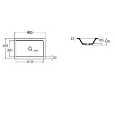 Раковина 60х40 см Azzurra Thin THI60/INbi