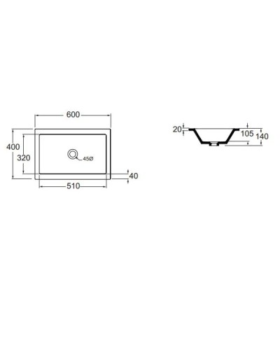 Раковина 60х40 см Azzurra Thin THI60/INbi