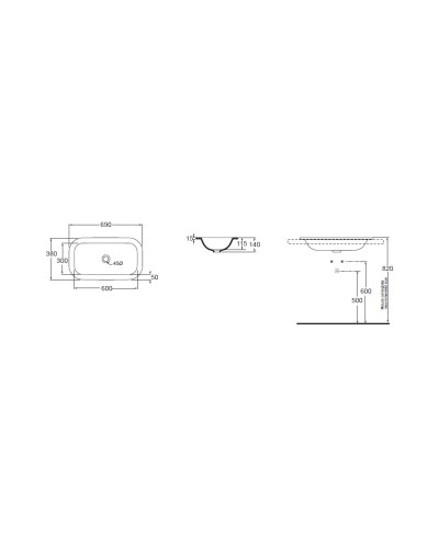 Раковина 69х38 см Azzurra Glaze GLZ 69x38/IN bix0