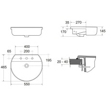 Раковина 55х46,5 см Ideal Standard Connect Sphere E792301