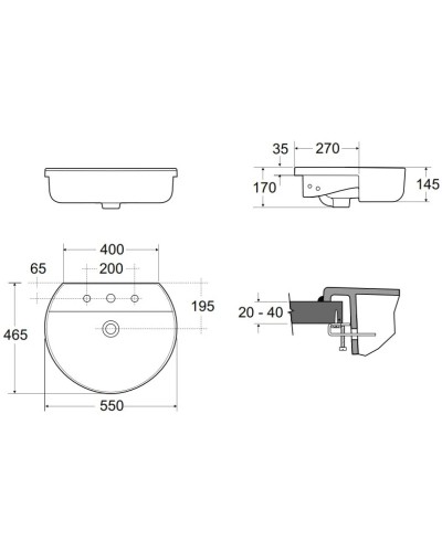 Раковина 55х46,5 см Ideal Standard Connect Sphere E792301