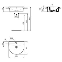 Раковина 55х46 см Ideal Standard Connect Arc E797801