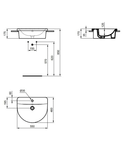 Раковина 55х46 см Ideal Standard Connect Arc E797801