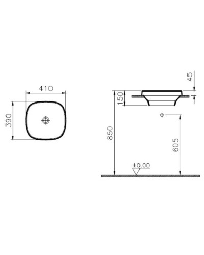 Раковина 41х39 см Vitra Frame 5654B403-0016