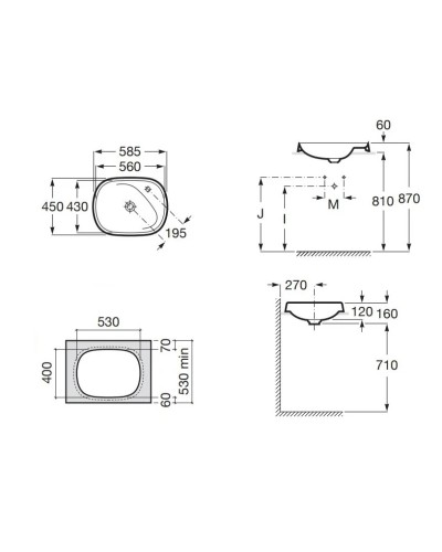 Раковина 58,5x45 см Roca Beyond 3270B6000