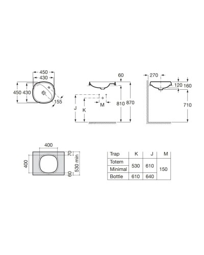 Раковина 45x45 см Roca Beyond 3270B7000