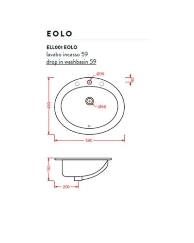 Раковина 59x48 см Artceram Eolo ELL001 01 00