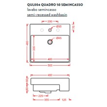 Раковина 50x48 см Artceram Quadro Semincasso QUL004 01 00 bi