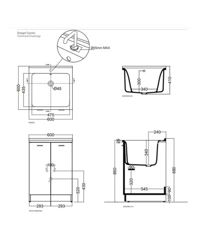 Раковина 60x60 см Kerasan Aquadom 029401x0