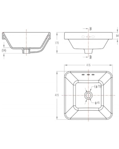 Раковина 41,5х41,5 см Bravat C22327W-ENG