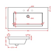 Раковина 96х51 см Artceram Washbasins Gap GPL004 01 00 bix1