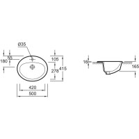 Раковина встраиваемая сверху 50 см Jacob Delafon Ovale Dessus E1358-00