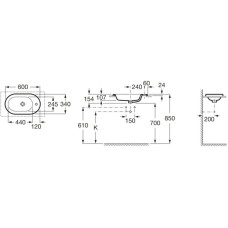 Раковина 60х34 см Roca Meridian 32724E000