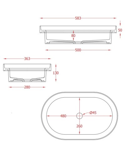 Раковина 58,3x36,3 см Artceram Fuori Scala TFL033 15 00