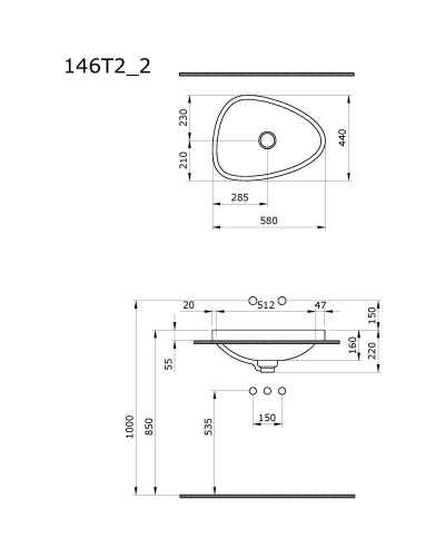 Раковина 58х44 см Ambassador Kingston 146T20002
