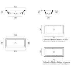 Раковина 80х37 см GSI Kube X 895411