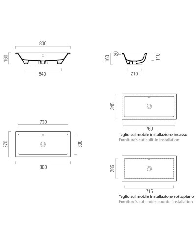 Раковина 80х37 см GSI Kube X 895411