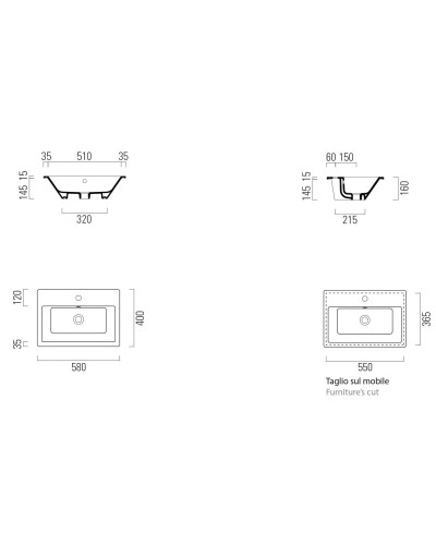 Раковина 58х40 см GSI Kube X 9433111