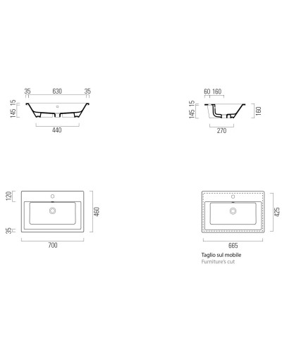Раковина 70х46 см GSI Kube X 9437111