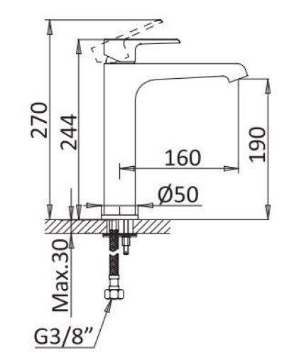 Смеситель для раковины Cezares Nautic NAUTIC-LC-NOP Черный матовый