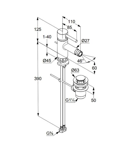 Смеситель для биде Kludi Bozz 385330576 Хром