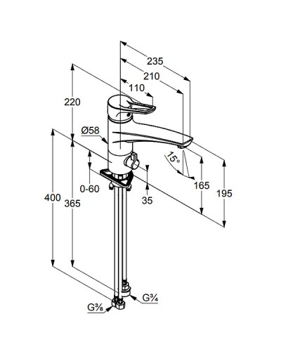 Смеситель для кухни Kludi MX 399060562 Хром